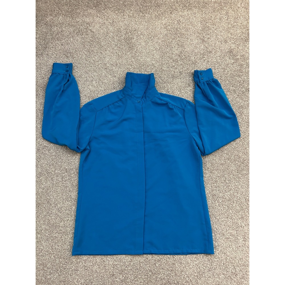 Country Sophisticates Pendleton Blouse Womens 6 Blue Excellent Mock Neck Vintage